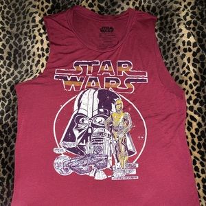 Burgundy sleeveless Star Wars t shirt